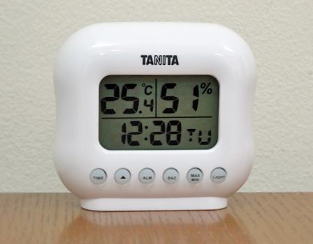 これくらいくっきりハッキリデジタル表示されれば、老眼に悩むお年寄りの方にも温度と湿度の管理を意識づけできそう!