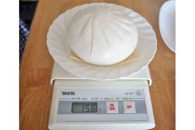 蒸した後の重さは156gでした