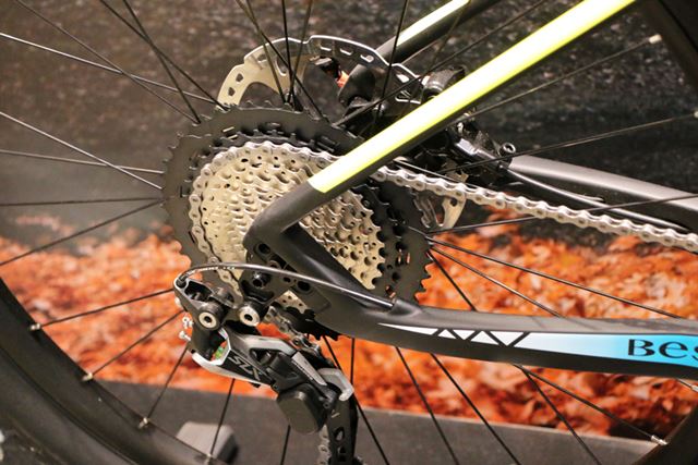 後ろ側のギアはかなり大きいサイズとされており、いかにも登りそうな設計。これはぜひ乗ってみたい