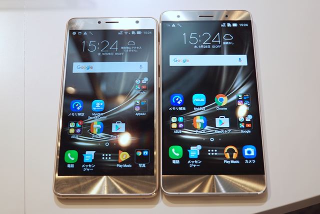 左が5.5インチのZenFone 3 Deluxe（ZS550KL）、右が5.7インチのZenFone 3 Deluxe（ZS570KL）