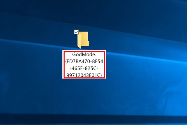 「GodMode.{ED7BA470-8E54-465E-825C-99712043E01C}」と入力して、Enterキーを押して名前を確定する